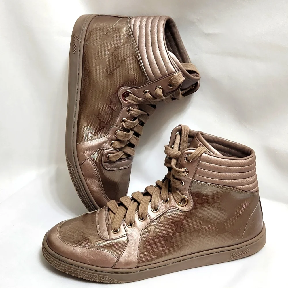 Gucci Canvas Coda GG Hightop Lace-up sneakers (women's size 39.5)